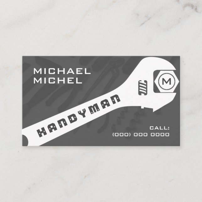 Handyman wrench and tools  business card (Front)