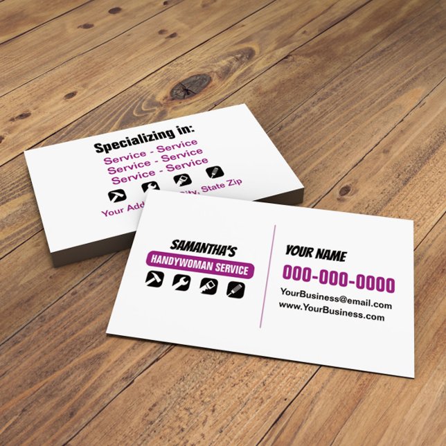 Handywoman Service Double Sided Business Card (Creator Uploaded)