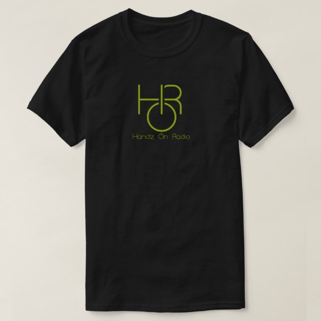 Handz On Radio Medium Logo Black Tee with text (Design Front)