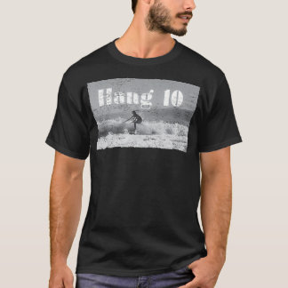 Hang 10 Surfer Riding Wave Retro Distressed  T-Shirt