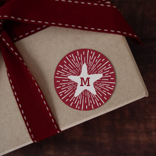 Hang a Shining Star Christmas Monogram Classic Round Sticker