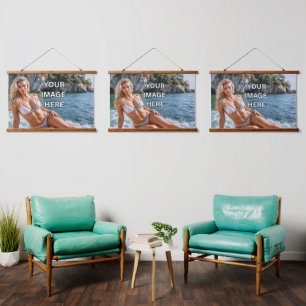 HANG! 🖼️ Custom Tapestry with Wood Top Display