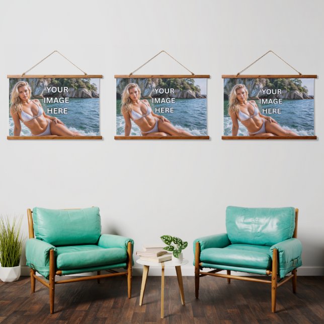 HANG! 🖼️ Custom Tapestry with Wood Top Display (Living Room)