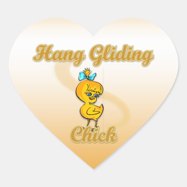 Hang Gliding Chick Heart Sticker (Front)