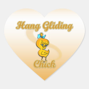Hang Gliding Chick Heart Sticker