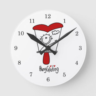 Hang Gliding Stick Figure Round Clock