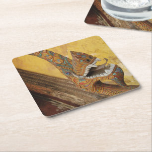 Hang Hod ... Naga in Vientiane, Laos Square Paper Coaster