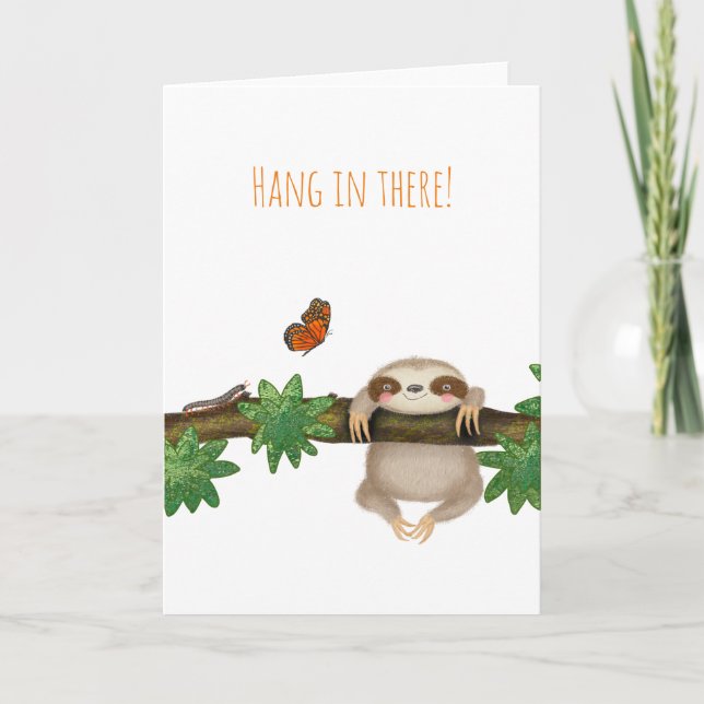 'Hang in there' baby sloth card (Front)