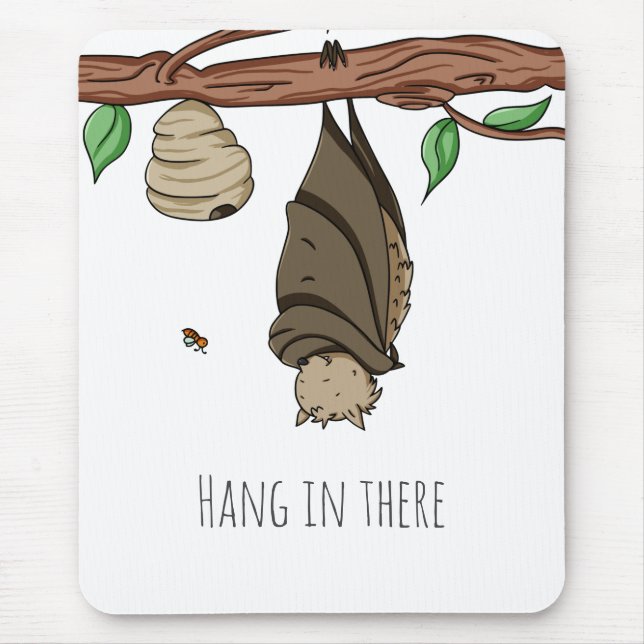 Hang in There Bat Sleeping Cartoon Mouse Pad (Front)
