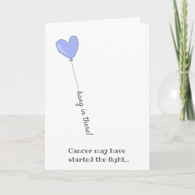 Hang in there! - Beat Cancer -  Cute Lilac Balloon Card (Front)