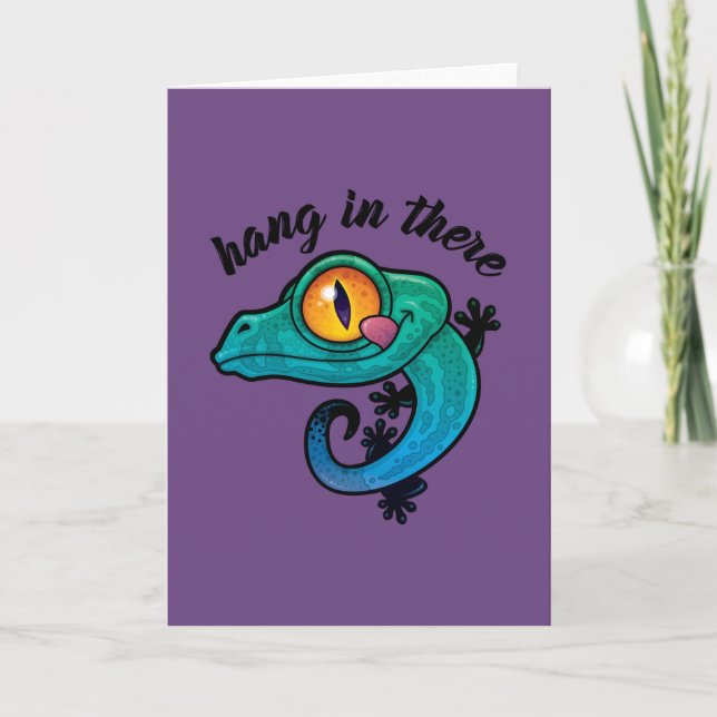 Hang In There Colorful Gecko Card (Front)
