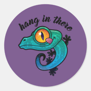Hang In There Colourful Gecko Classic Round Sticker