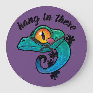 Hang In There Colourful Gecko Large Clock