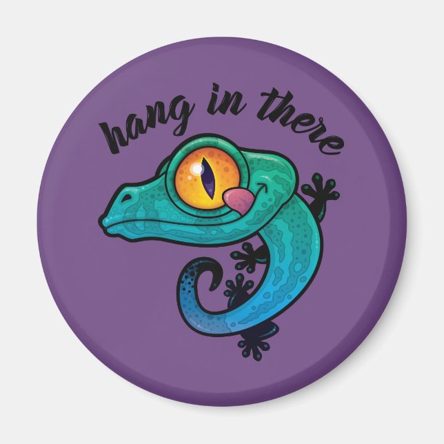 Hang In There Colourful Gecko Magnet (Front)