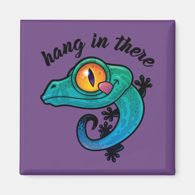Hang In There Colourful Gecko Magnet (Front)
