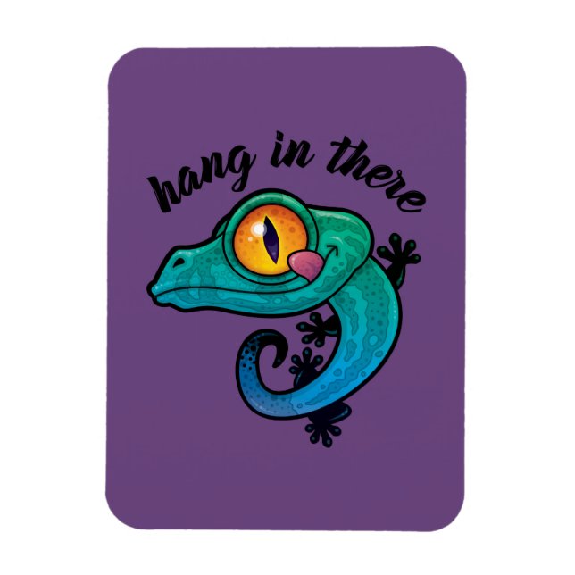 Hang In There Colourful Gecko Magnet (Vertical)