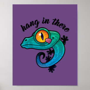 Hang In There Colourful Gecko Poster
