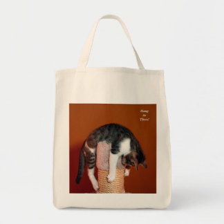 Hang in There Humourous Tabby Cat Tote Bag