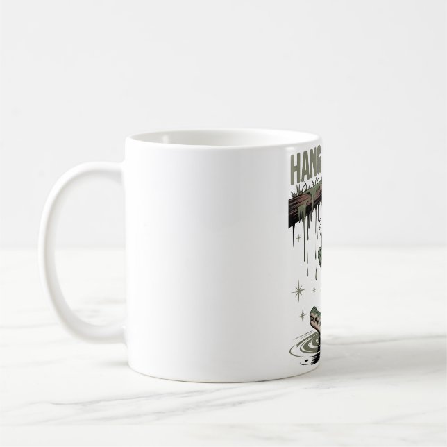 Hang In There It Gets Worse – Funny Frog & Crocodi Coffee Mug (Left)