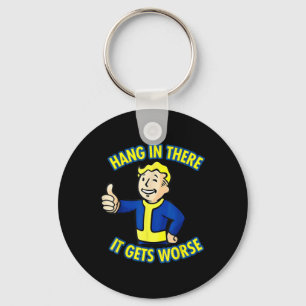 Hang In There It Gets Worse Funny Sarcastic Retro  Key Ring