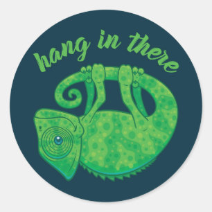 Hang In There Magical Chameleon Classic Round Sticker