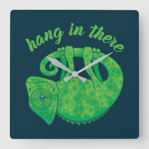 Hang In There Magical Chameleon Square Wall Clock