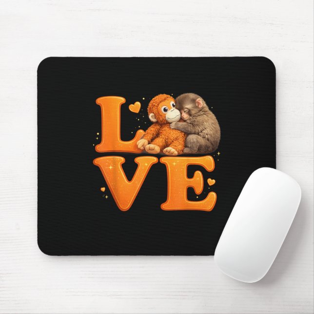 Hang in There Punch Monkey Cute Baby Macaque  Mouse Pad (With Mouse)