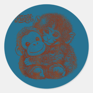 Hang in there punch monkey with plush orangutan Ha Classic Round Sticker