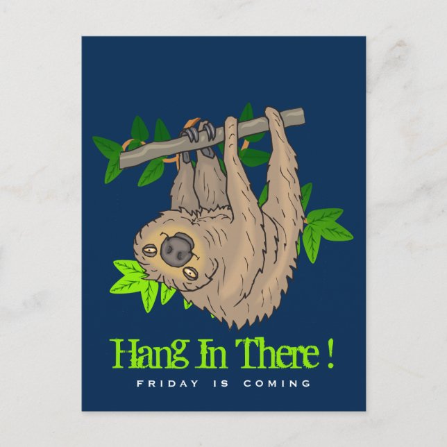 Hang in there Sloth on a Tree Branch Postcard (Front)