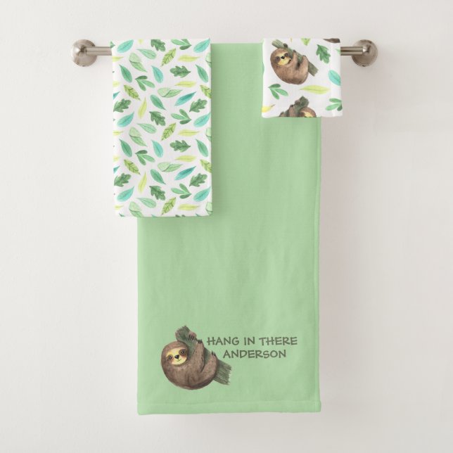 Hang In There Sloth Towel Set (Insitu)