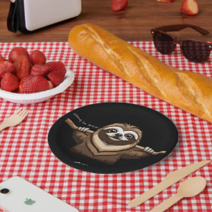 "Hang in There": Sloth's Encouraging Words Paper Plate
