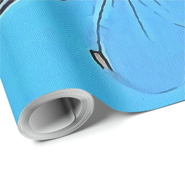 Hang On Artistic Dragonfly Against Cerulean Blue Wrapping Paper (Roll Corner)