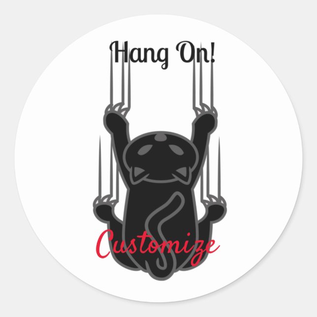 Hang On Black Cat Thunder_Cove Classic Round Sticker (Front)