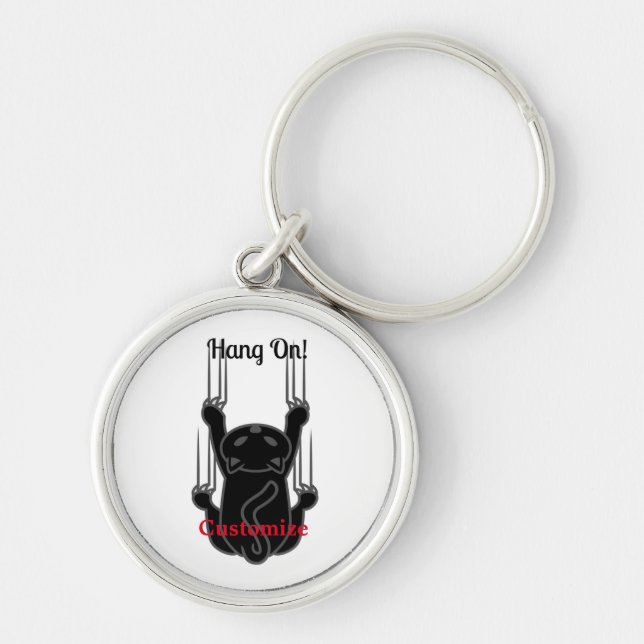 Hang On Black Cat Thunder_Cove Key Ring (Front)