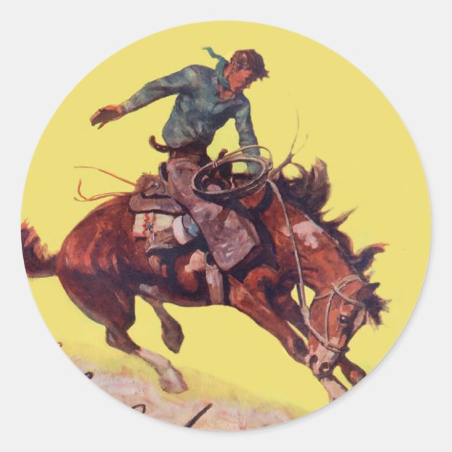 Hang On Cowboy Classic Round Sticker (Front)