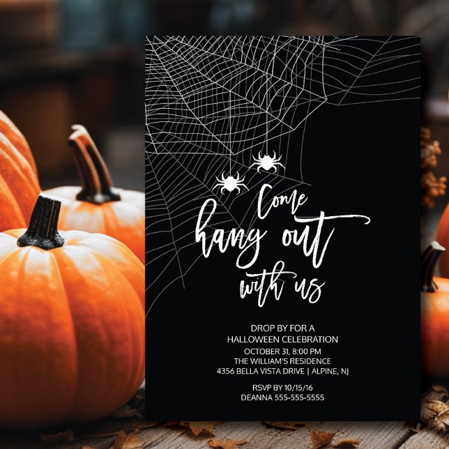 Hang out with us Spider Halloween Party Invitation (Creator Uploaded)