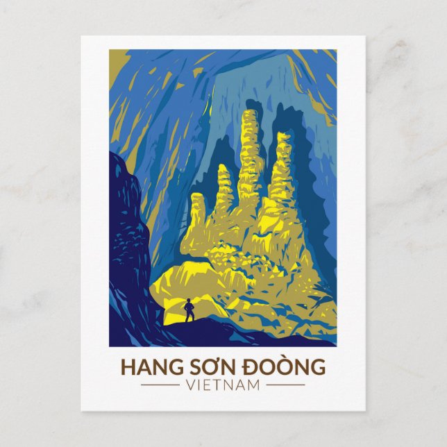 Hang Son Doong Cave Vietnam Travel Art Vintage Postcard (Front)