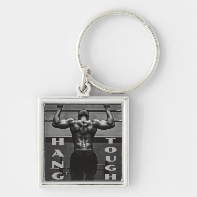 Hang Tough Muscle Man Workout Gym Key Ring (Front)