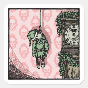 Hanged Elf Doll - Pop Goth Holiday Square Sticker