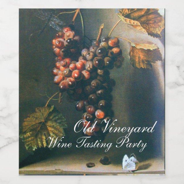 HANGED GRAPES RUSTIC RED WINE TASTING PARTY LABEL (Single Label)