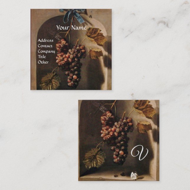 HANGED GRAPES RUSTIC VINEYARD,WINERY,VITICULTURE SQUARE BUSINESS CARD (Front/Back)