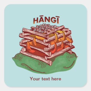 Hangi Maori Cooking Food Kai Square Sticker