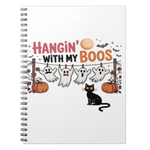 Hangin With My Boos Ghost Holding Black Cat Funny  Notebook