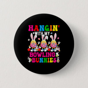 Hangin' With My Bowling Bunnies Three Cute Bunny E 6 Cm Round Badge