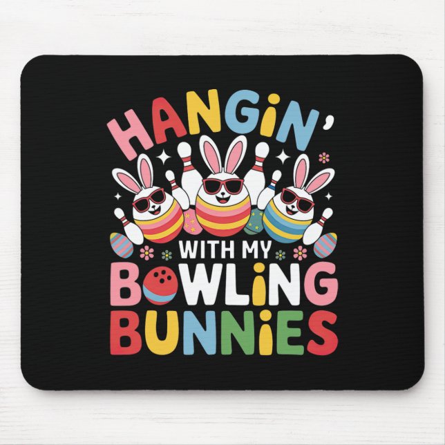 Hangin' With My Bowling Bunnies Three Cute Bunny E Mouse Pad (Front)