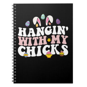 Hangin' With My Chicks Easter Bunny Groovy Retro Notebook