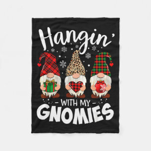 Hangin With My Gnomie Leopard Women Christmas Gnom Fleece Blanket