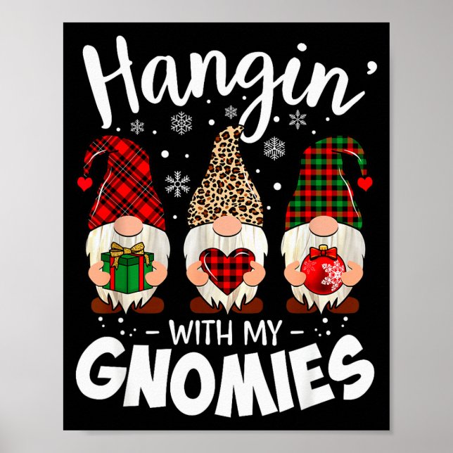 Hangin With My Gnomie Leopard Women Christmas Gnom Poster (Front)