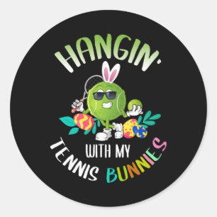 Hangin' With My Tennis Bunnies Happy Easter Day Lo Classic Round Sticker