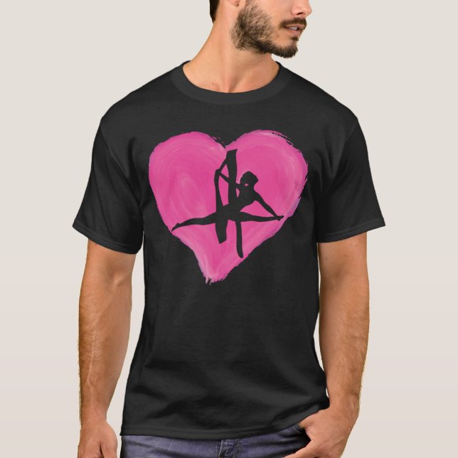 Hanging Aerialist Aerial Hoop Heart Air Acrobatic  T-Shirt (Front)
